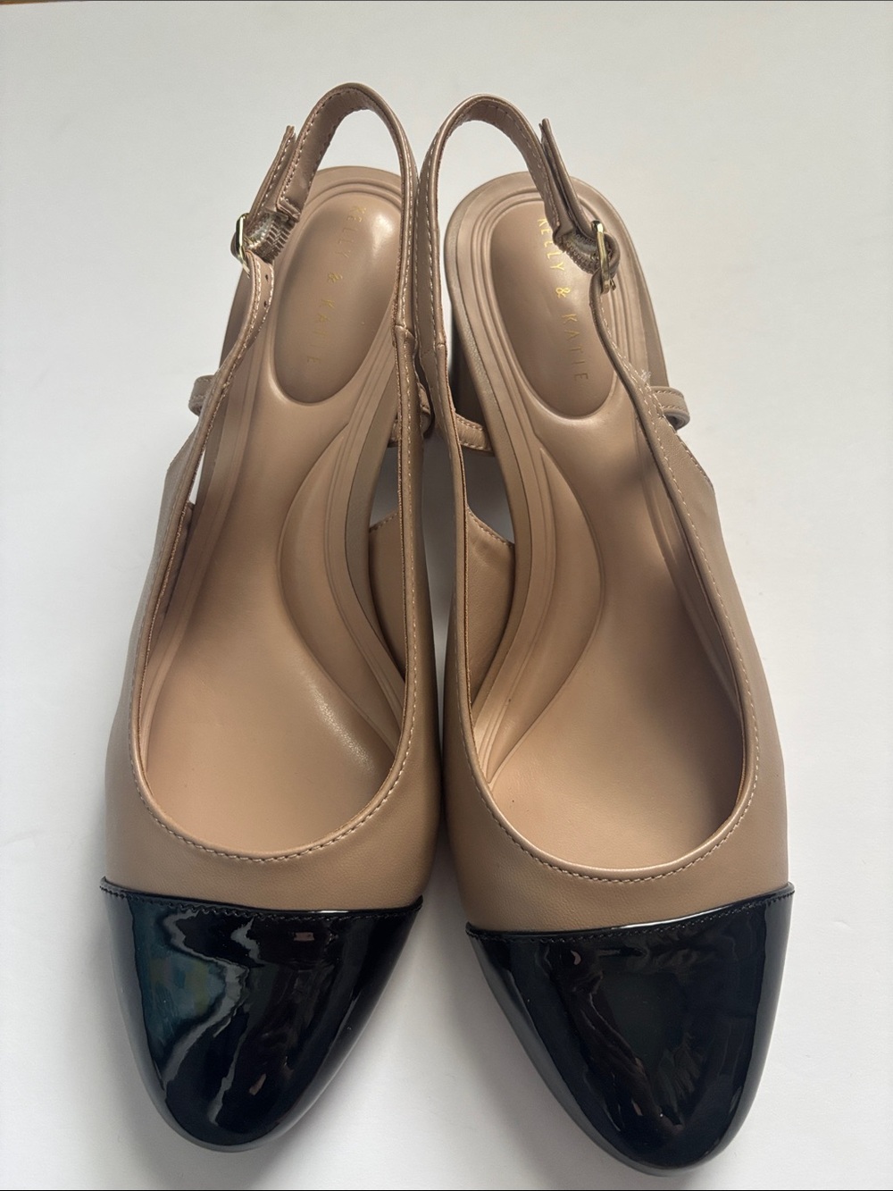 Kelly & Katie Nude and Black Two-Tone Slingback Flats